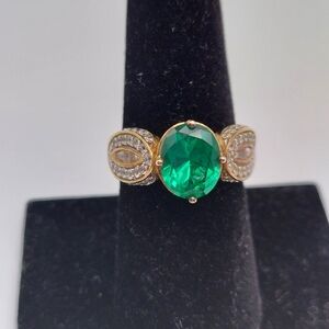 Vintage GOS 925 Faceted Green Stone  and Cz. GC & Attractive.